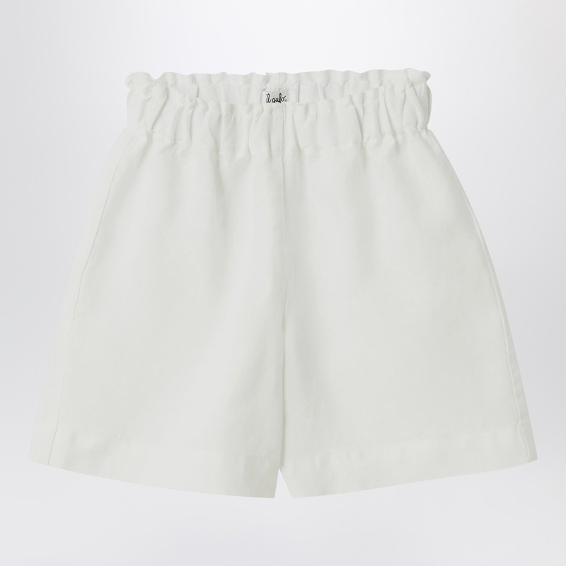 Il Gufo White Bermuda Shorts In Linen In White