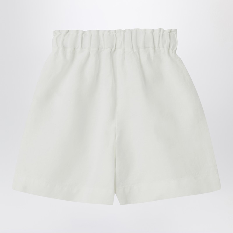 Il Gufo White Bermuda Shorts In Linen In White