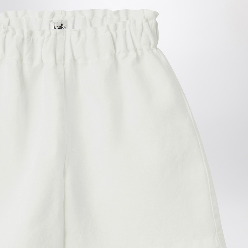 Il Gufo White Bermuda Shorts In Linen In White