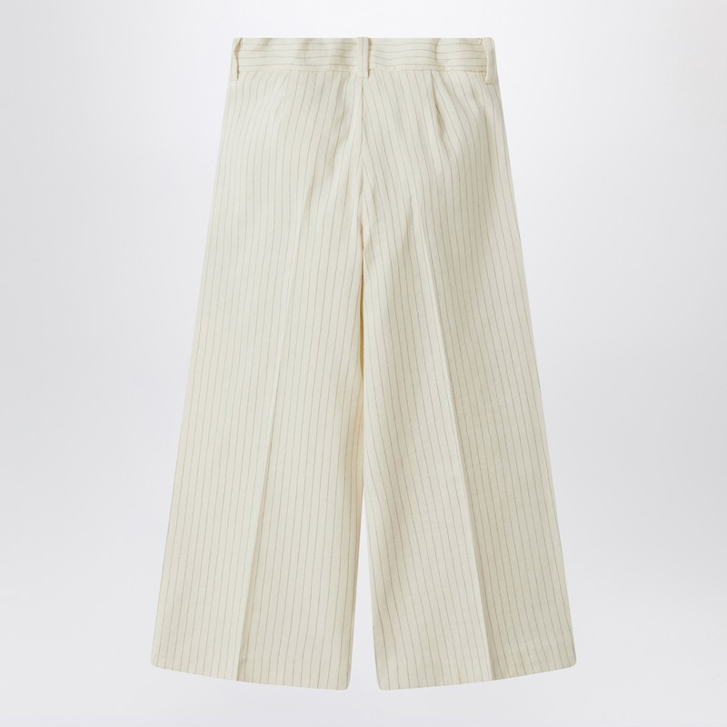 Il Gufo Pinstriped Cotton Pants In White
