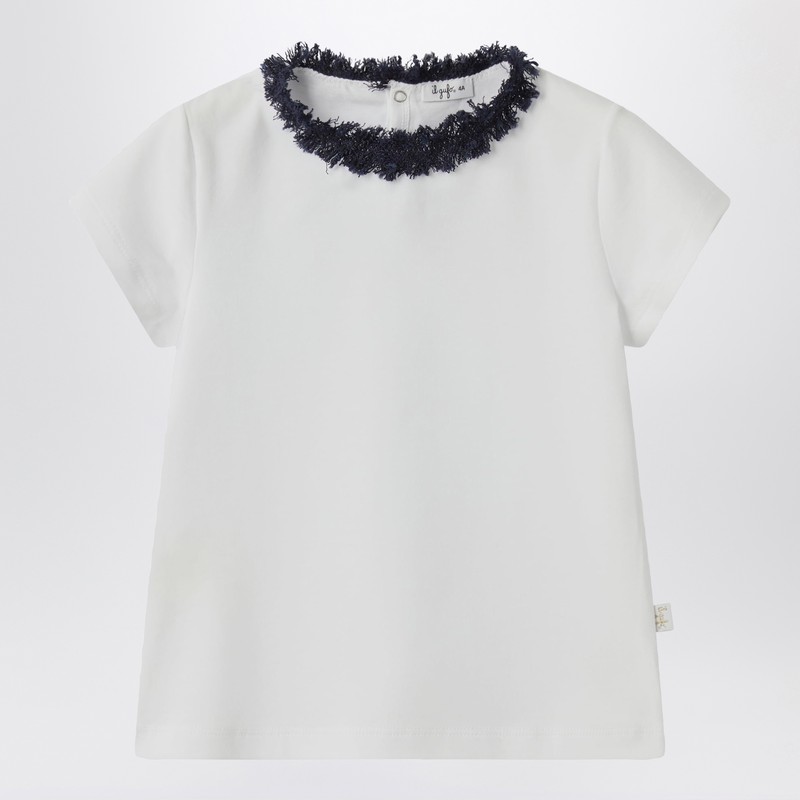 White T-shirt with frayed neckline