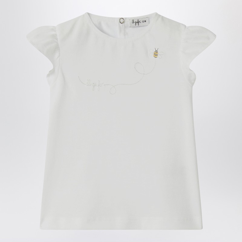 Il Gufo White T-shirt With Ruffled Sleeves In White