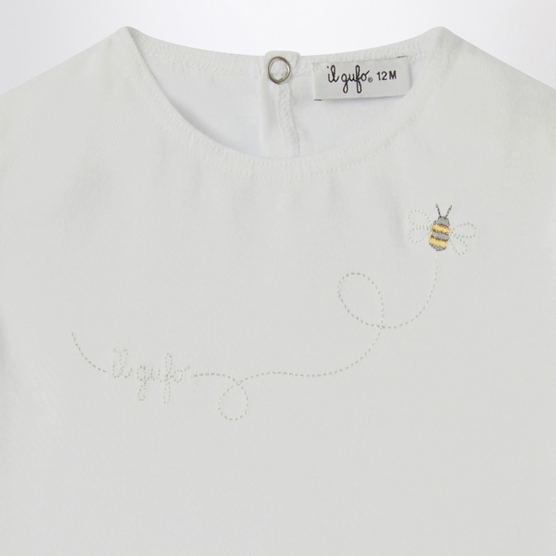 Il Gufo White T-shirt With Ruffled Sleeves In White
