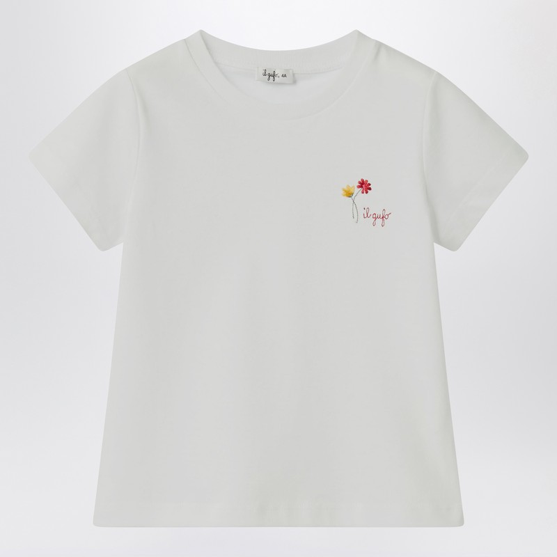 Il Gufo White T-shirt With Embroidered Logo In White