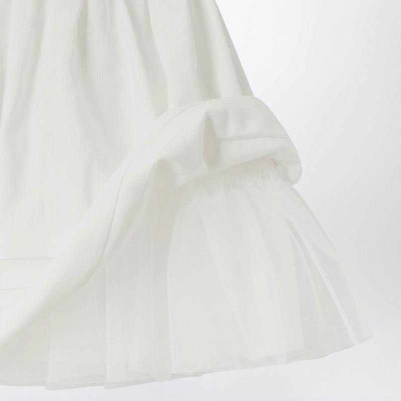 Il Gufo White Dress With Culotte In Viscose Poplin In White