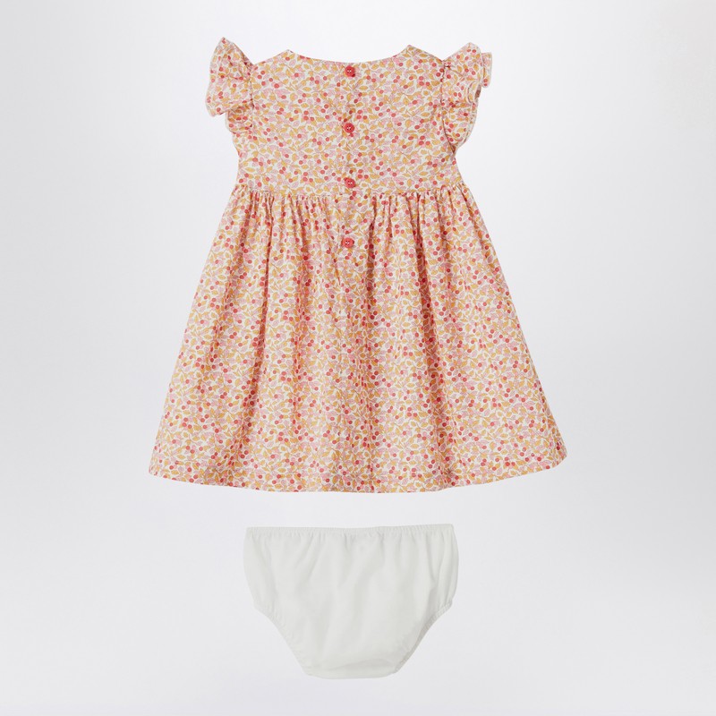 Il Gufo Apricot Dress With Culotte In Liberty Fabric In Orange