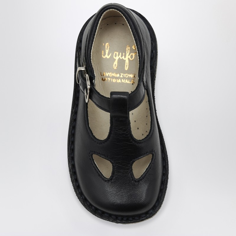 Il Gufo Sandal With Blue Eyelets In Leather In Blue