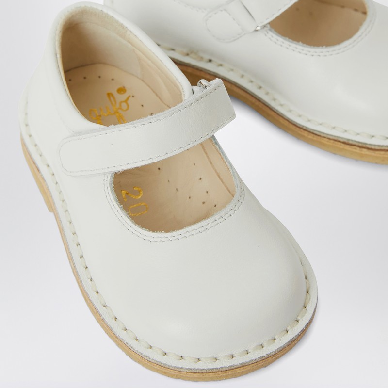 Il Gufo White Leather Sandal With Strap In White