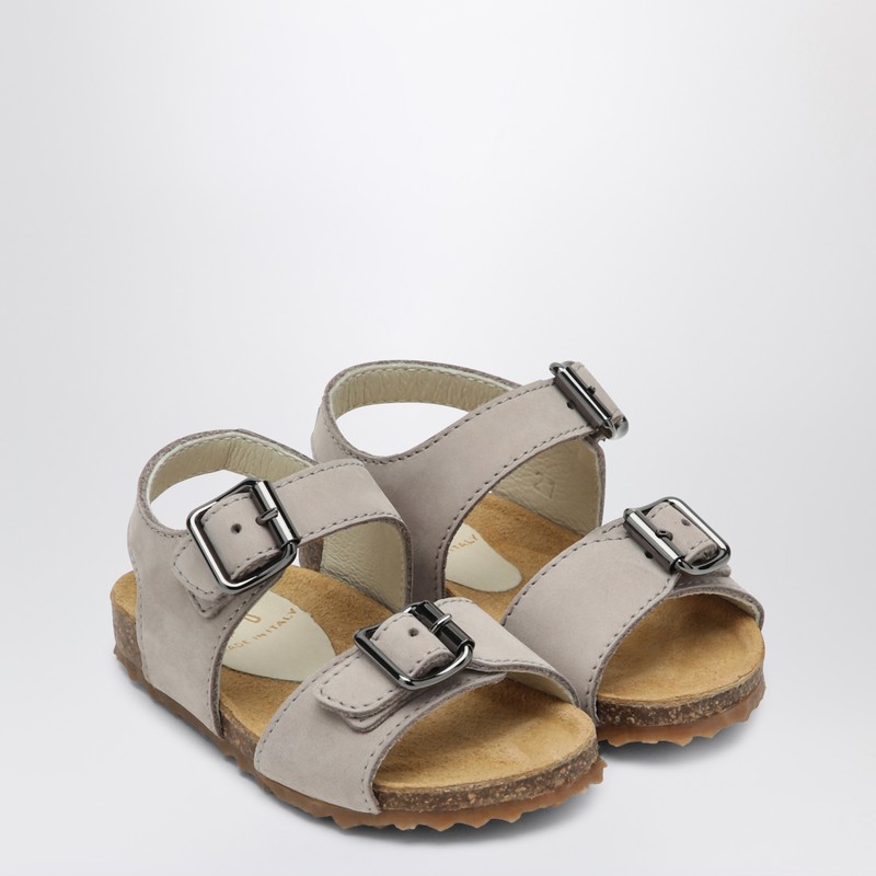 Il Gufo Gray Sandal In Nubuck With Strap In Grey