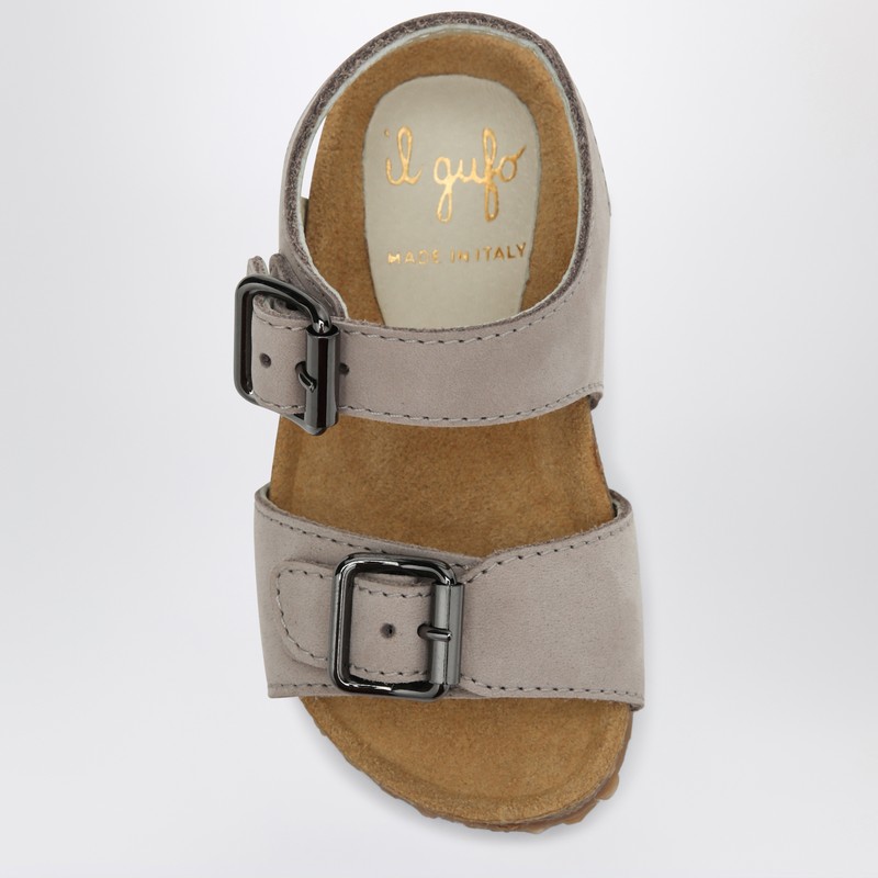 Il Gufo Gray Sandal In Nubuck With Strap In Grey