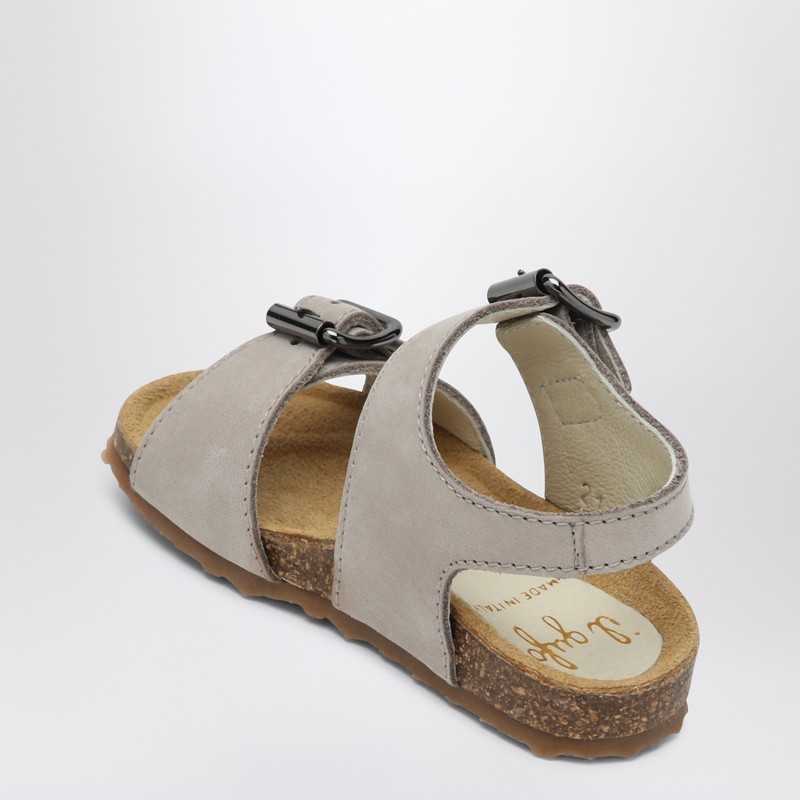 Il Gufo Gray Sandal In Nubuck With Strap In Grey