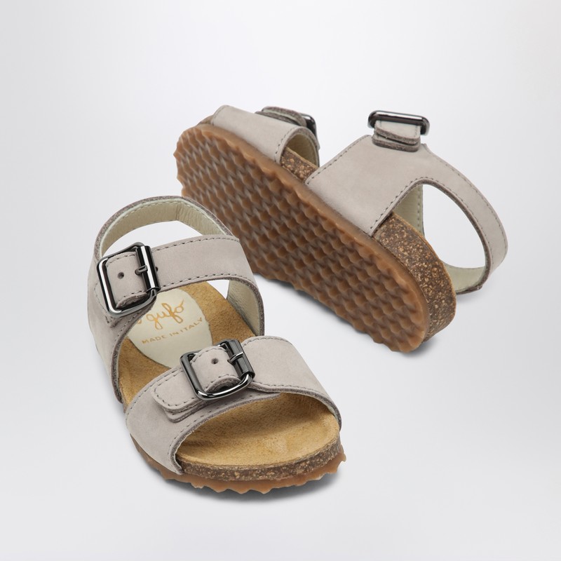 Il Gufo Gray Sandal In Nubuck With Strap In Grey