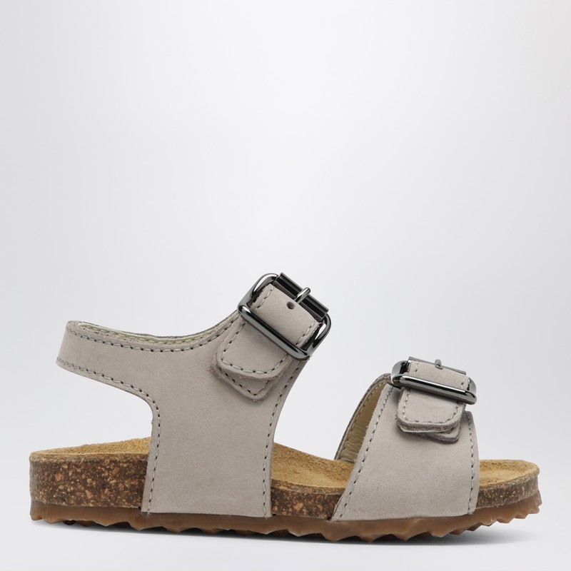 Il Gufo Gray Sandal In Nubuck With Strap In Grey