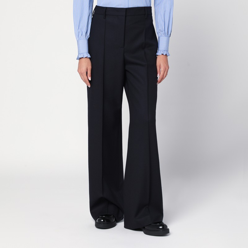 Pantaloni ampi blu in lana - Prada - Modalova