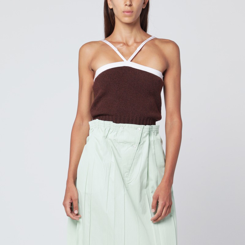 Top in brown wool and cashmere