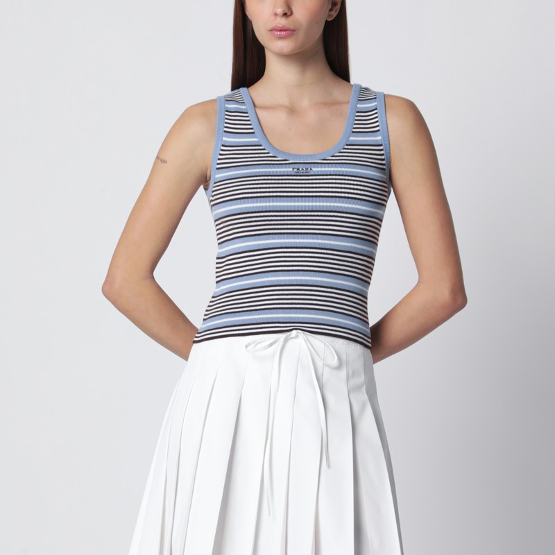 Light blue and white striped tank top