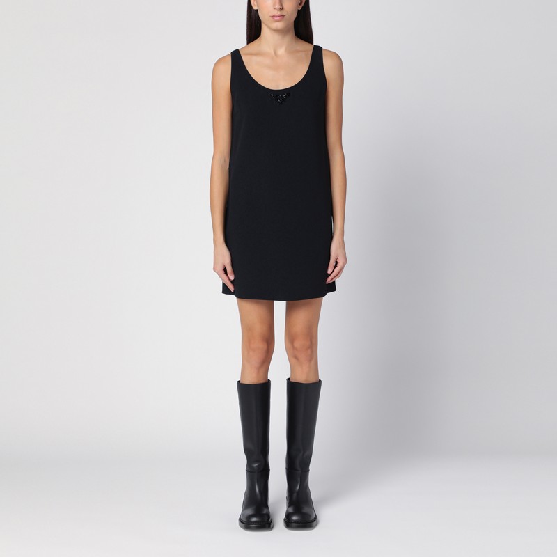 Black velvet mini dress with bows