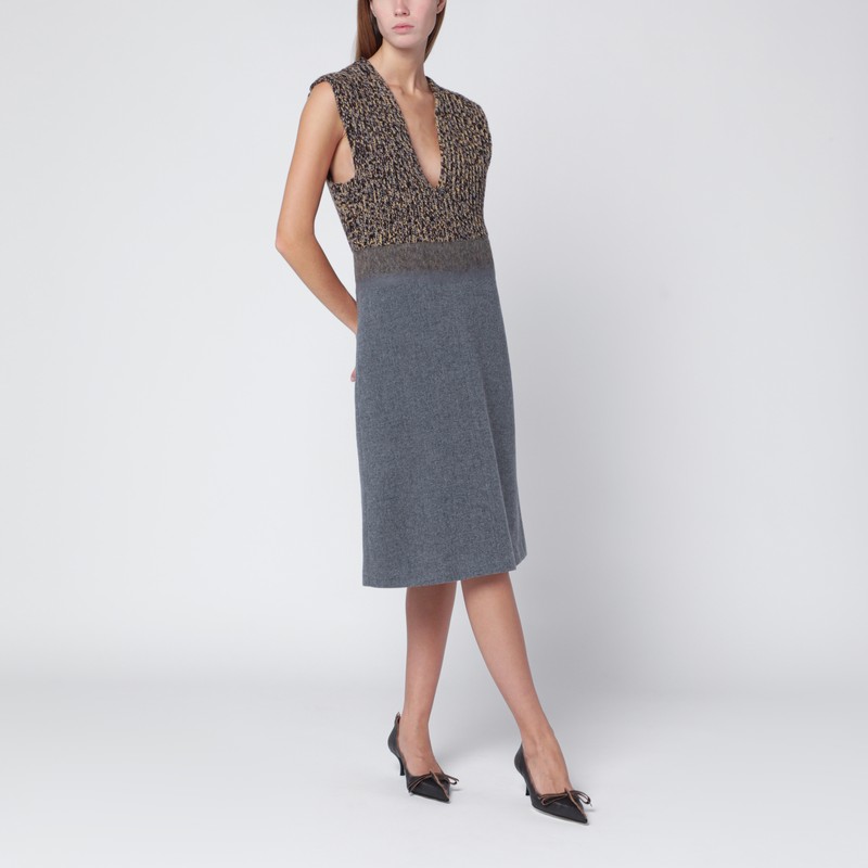 Sleeveless grey wool and cashmere dress