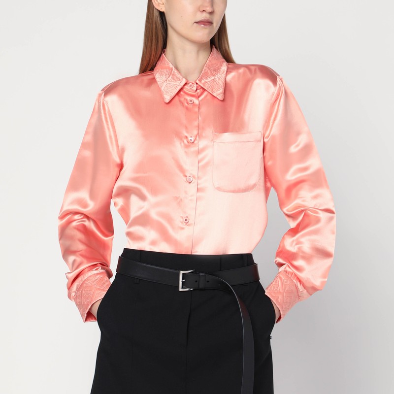 Coral-coloured shirt in silk blend