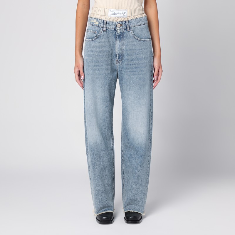 Erika Cavallini Leone Jeans In Light Washed Denim In Light Blue