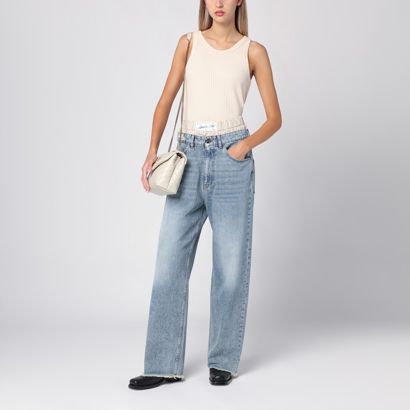 Erika Cavallini Leone Jeans In Light Washed Denim In Light Blue
