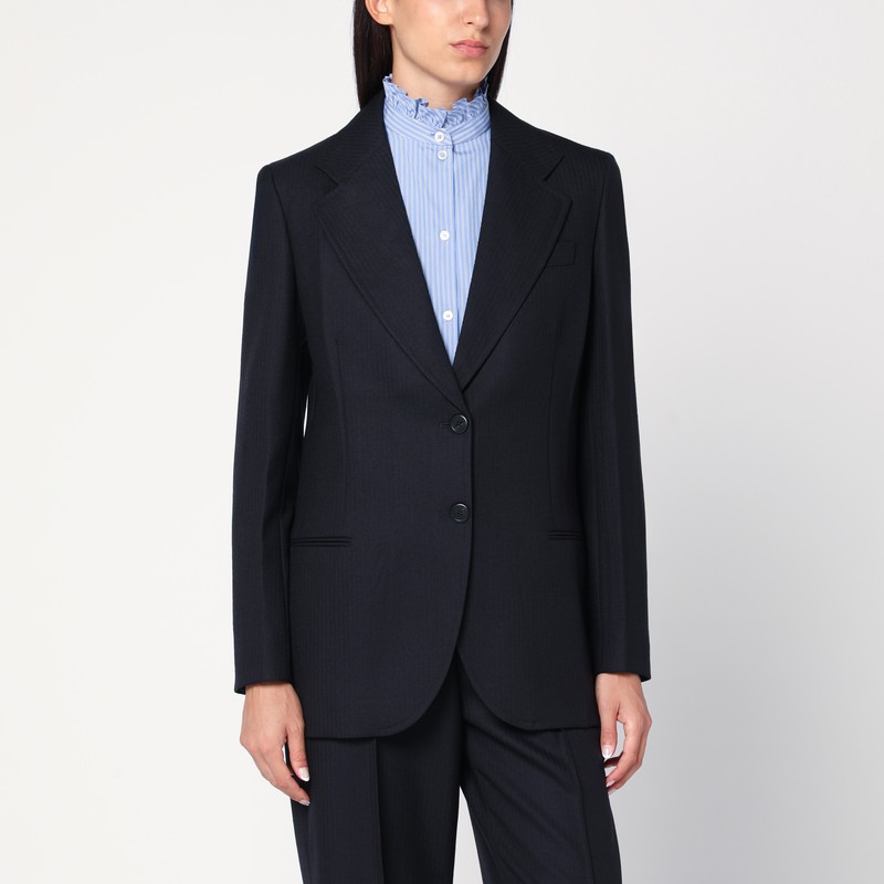 Blue single-breasted jacket in wool