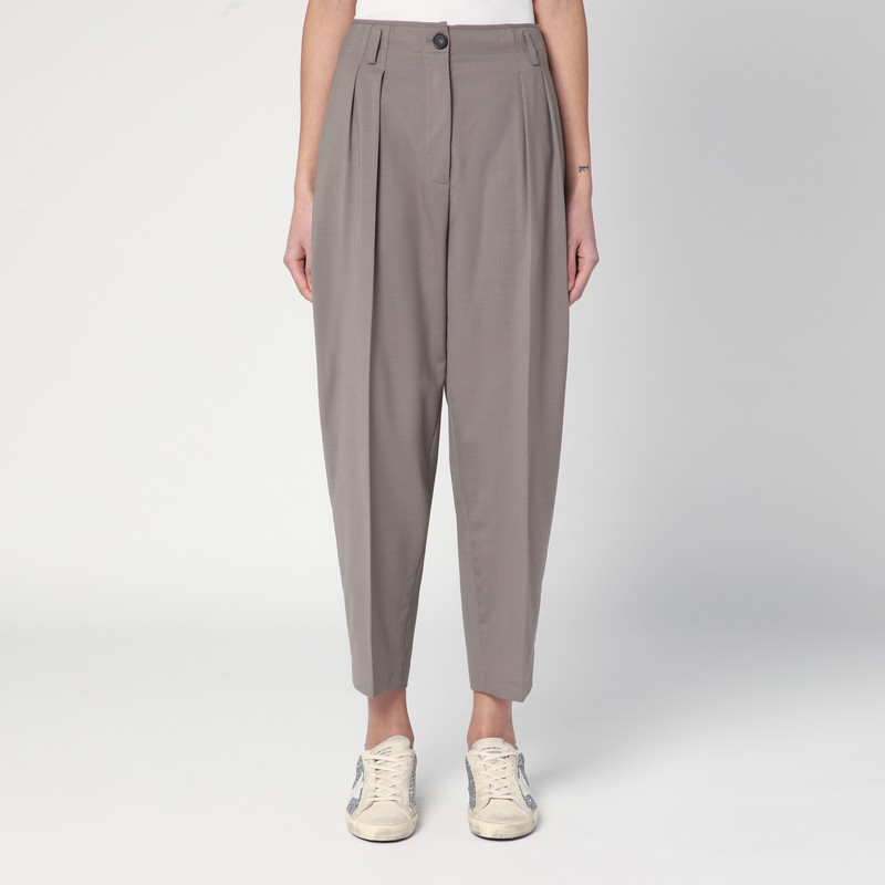 Erika Cavallini Dove-coloured Wool-blend Trousers In Brown