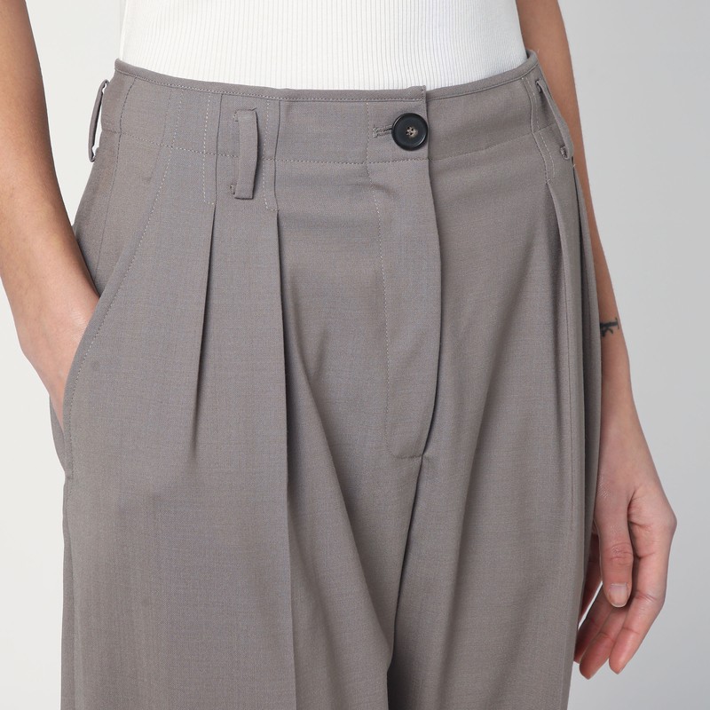 Erika Cavallini Dove-coloured Wool-blend Trousers In Brown