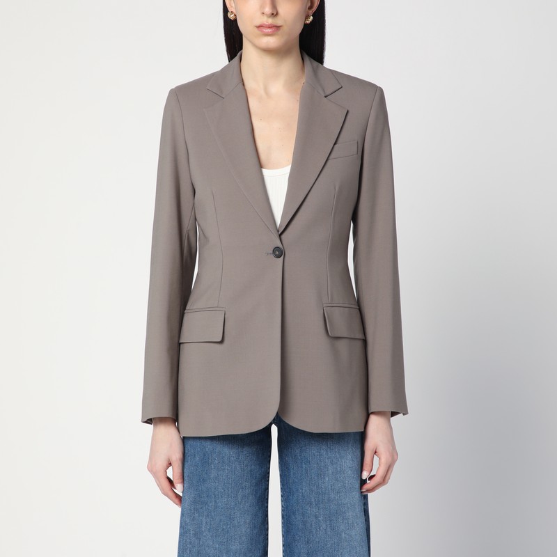 Erika Cavallini Single-breasted Jacket In Taupe Colour In Brown