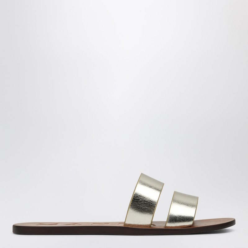 Platinum colored strap sandals in leather - Manebí - Modalova