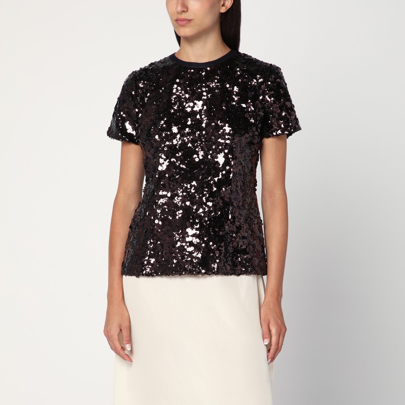 Plum-coloured sequin sweater