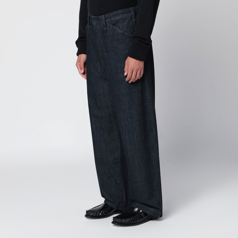 Lemaire Indigo Blue Wide Jeans In Blue