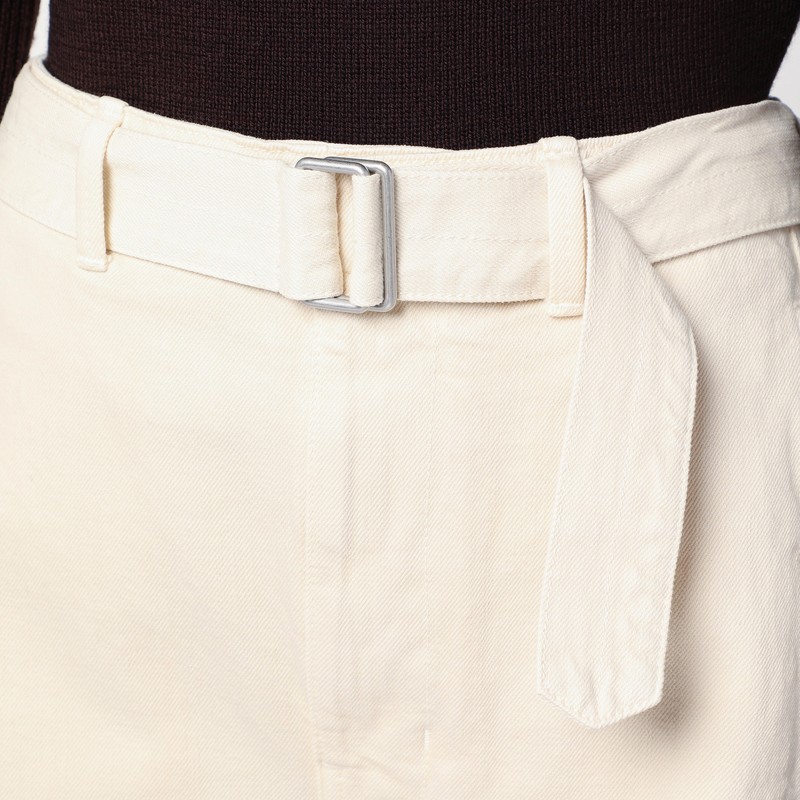 Lemaire Cream Trousers With Belt In Blue