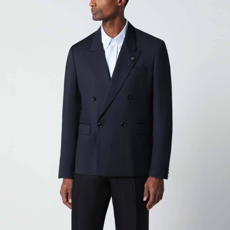 Blue double-breasted wool jacket
