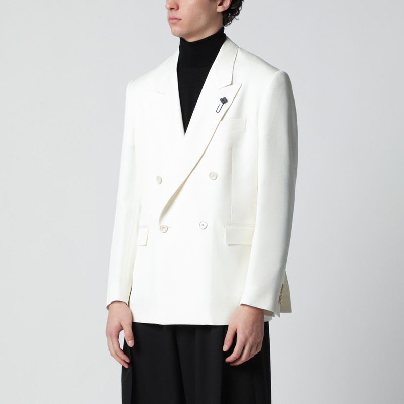White viscose double-breasted suit