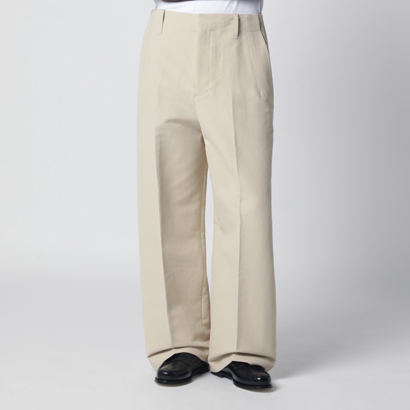 Beige Pastro trousers in cotton canvas