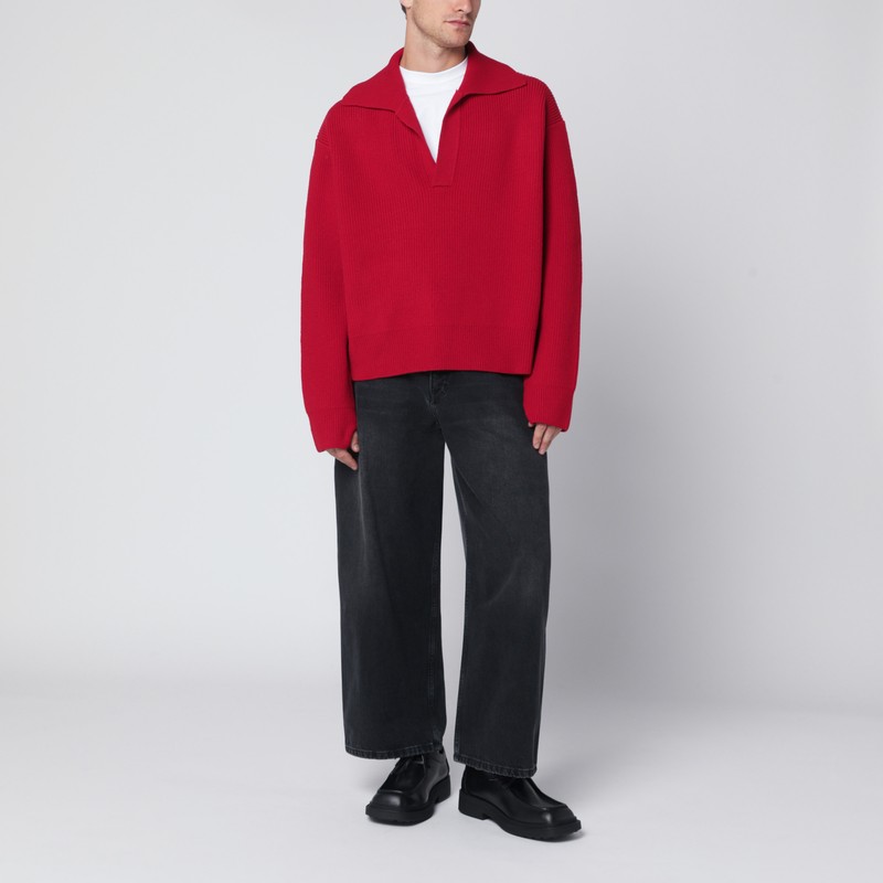 Studio Nicholson Relaxed Fit Wide Leg Denim Trousers In Black