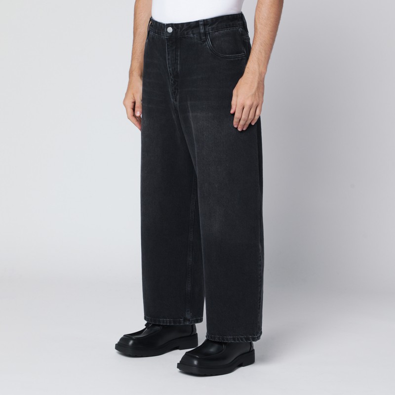 Studio Nicholson Relaxed Fit Wide Leg Denim Trousers In Black