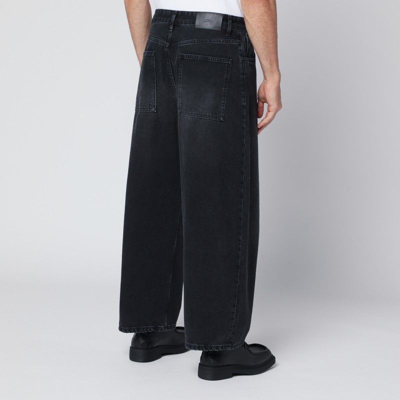 Studio Nicholson Relaxed Fit Wide Leg Denim Trousers In Black