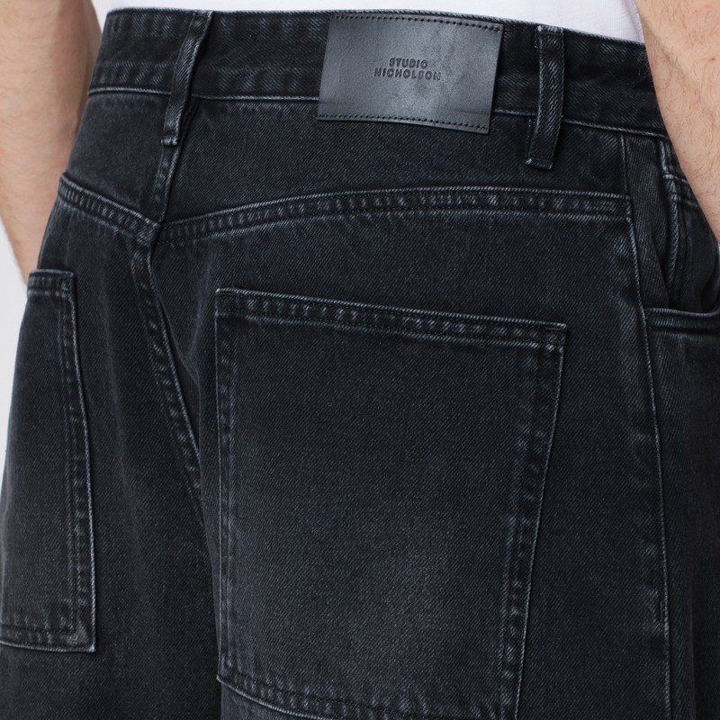 Studio Nicholson Relaxed Fit Wide Leg Denim Trousers In Black