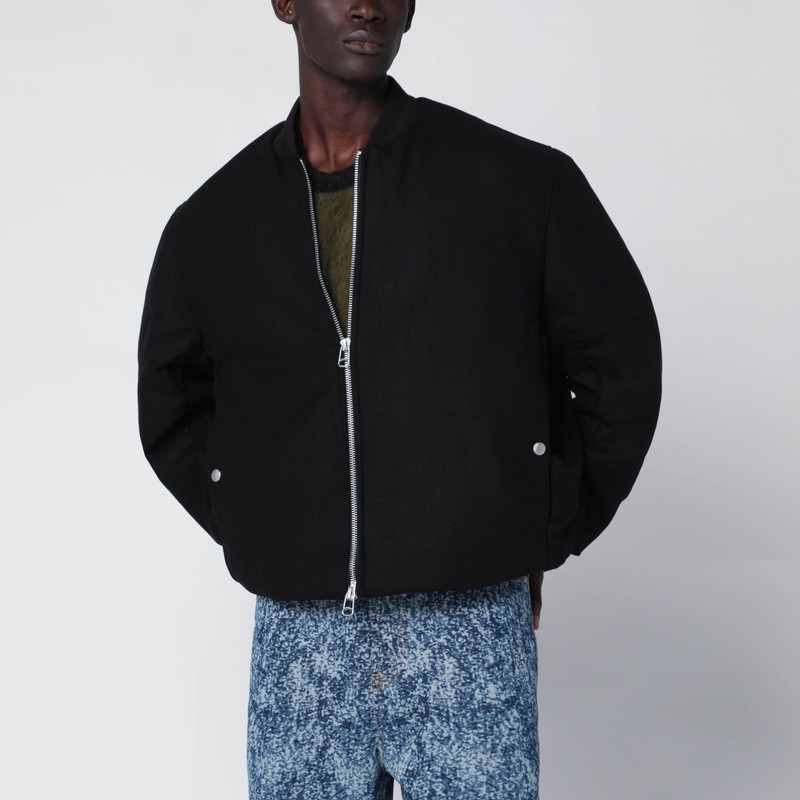 Black wool-blend bomber