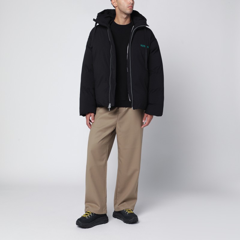 Oamc Black Peacemaker Puffer Jacket With Logo Embroidery In Black