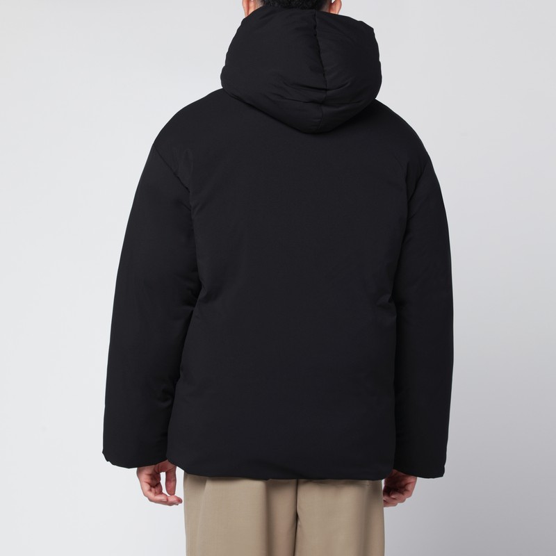 Oamc Black Peacemaker Puffer Jacket With Logo Embroidery In Black