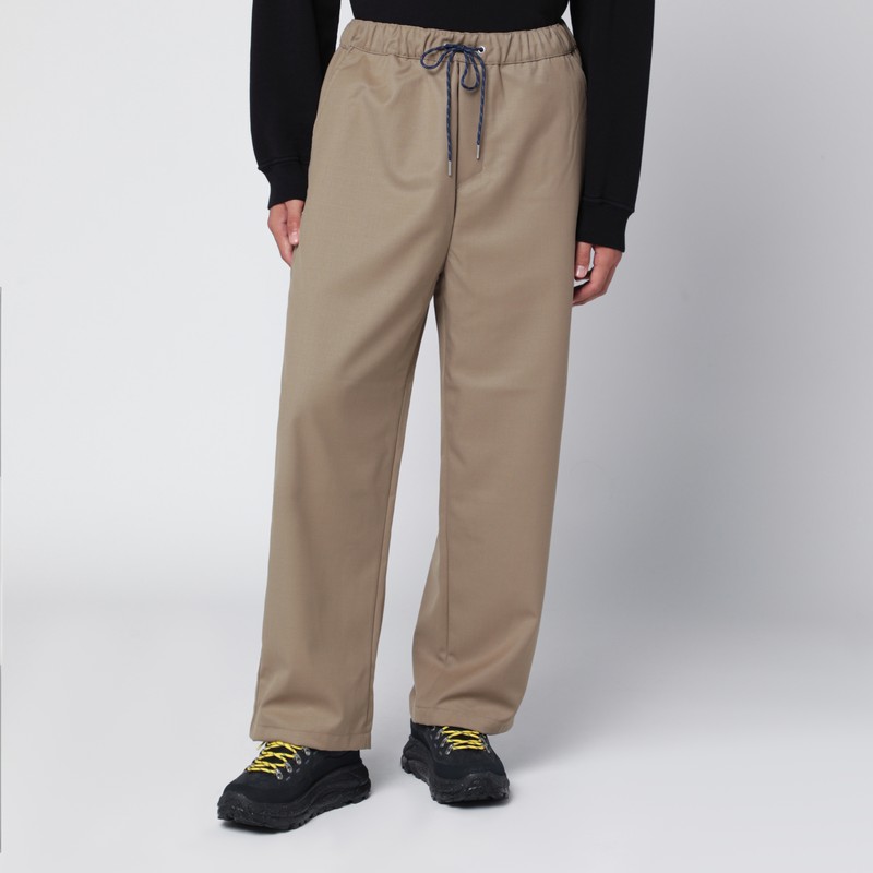 Beige Base trousers in wool blend