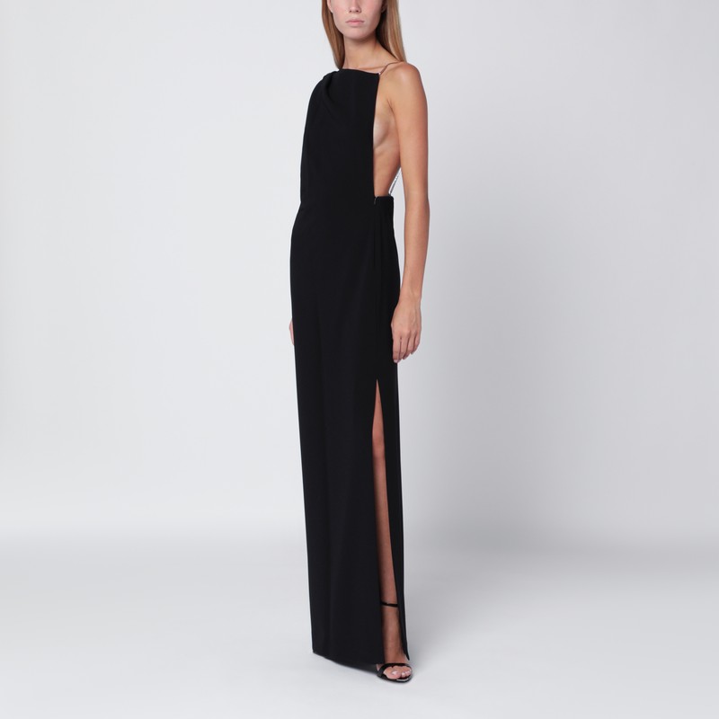 Max Mara Long Black Cady Bustier Dress In Black