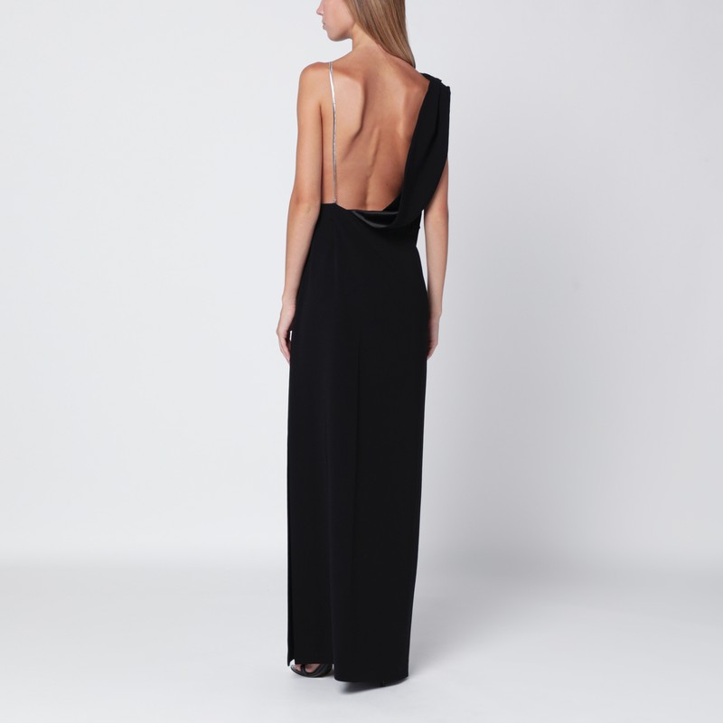 Max Mara Long Black Cady Bustier Dress In Black