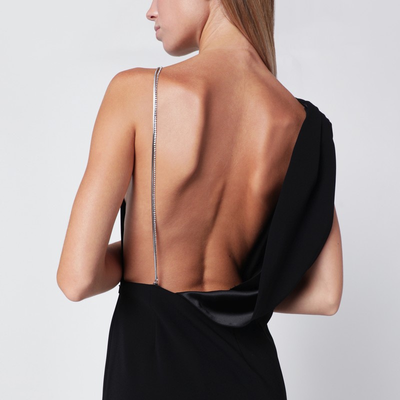 Max Mara Long Black Cady Bustier Dress In Black