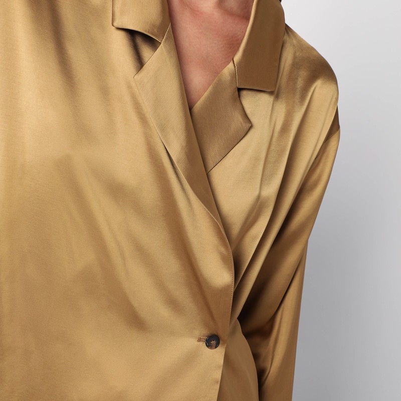 Loulou De Saison Ochre Satin Persia Blouse In Multi