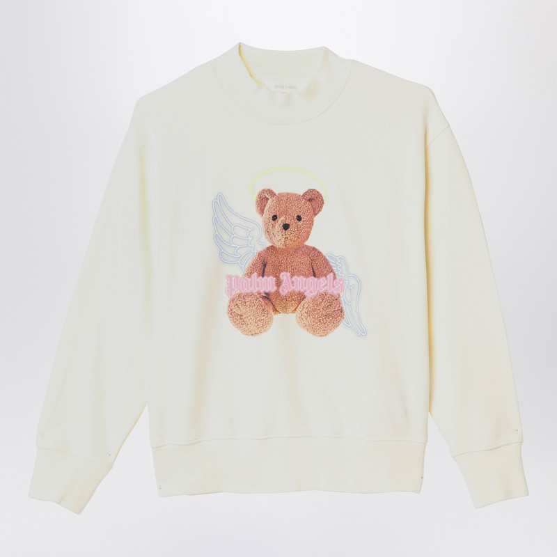 Ivory cotton sweatshirt with logo print