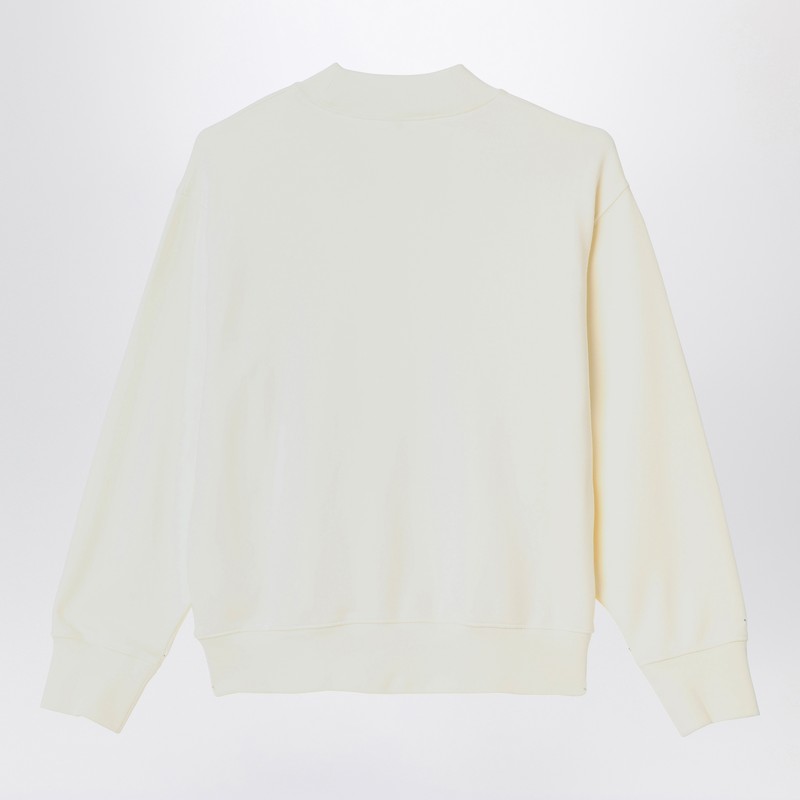 Palm Angels Ivory Cotton Sweatshirt With Logo Print In Brown